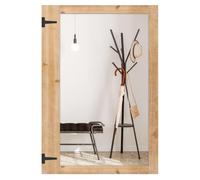 COSTWAY Miroir Mural Rectangulaire 97 x 67 cm, Grand Miroir en Bois de Sapin, Crochets en Métal, Miroir Decoration Murale pour Salon Chambre Entrée, Montage Vertical/Horizontal, Rustique