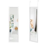 COSTWAY Miroir Pleine Longueur, 120 x 33 cm, Crochets de Porte pour Suspension Porte ou Mural, Idéal pour Chambre à Coucher (Blanc)