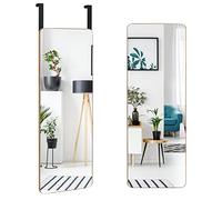 COSTWAY Miroir Porte Suspendu 100 x 35 CM, Miroir en Pied à Suspendre avec Cadre en Bambou, Angles Arrondis, 2 Façons d'Accrochage et Style Moderne, pour Couloir, Salon, Salle de Bain