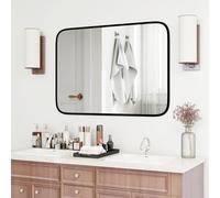 COSTWAY Miroir Salle de Bain 70 x 50 cm, Miroir Mural Rectangulaire, Miroir Maquillage, Cadre en Aluminium, Grand Miroir Mural pour Salle de Bain, Salon, Entrée, Montage Vertical Horizontal