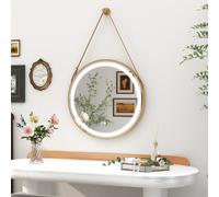 COSTWAY Miroir Salle de Bain Rond LED Antibuée 60 x 60 cm, 3 Couleurs, Luminosité Réglable, Montage Mural, Fonction Mémoire