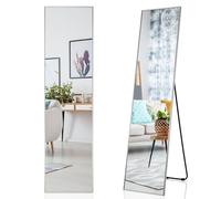 COSTWAY Miroir sur Pied 3 en 1, 160 x 40 cm, Grand Miroir en Pied, Verre Incassable, Sangle d’Attache Reglable, Tampons EVA, Miroir Mural Rectangulaire pour Chambre, Salon, Entrée, Argent