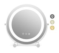 COSTWAY Miroir sur Pied Maquillage 30 CM, Miroir Lumineux Maquillage Ronde Rotation à 360°, 3 Éclairages&Couleurs, Fonction Mémoire, Support en Métal, Miroir Coiffeuse pour Chambre