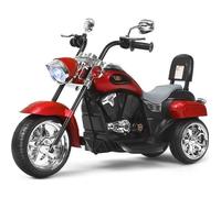 COSTWAY Moto Électrique 6V pour Enfants Scooter avec 3 Roues Effet Sonore et Lumineux, 3Km/h Max, 3 Ans + Style de Chopper Rouge