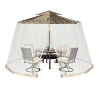 COSTWAY Moustiquaire Cylindrique pour Parasol/Tonnelle 2,5-3M avec 2 Portes Double Fermeture Éclair Cordon de Serrage Réglable