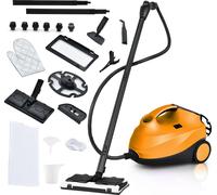 COSTWAY Nettoyeur à vapeur 2000W, pression de vapeur max. 4 bar, avec 19 accessoires, temps de chauffe 5 min, jusqu'à 108℃, réservoir 1,5L, voyant d'avertissement LED, orange