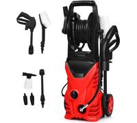 COSTWAY Nettoyeur haute pression 1500W, 140 bar, 5L/min, 0-40℃ température de l'eau avec détergent Rouge