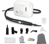 COSTWAY Nettoyeur vapeur 1500W 3 bar, temps de chauffe 10s, jusqu'à 180℃, réservoir : 1L (eau rechargeable), appareil manuel avec 10 accessoires & ceinture Blanc