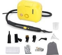 COSTWAY Nettoyeur vapeur 1500W 3 bar, temps de chauffe 10s, jusqu'à 180℃, réservoir : 1L (eau rechargeable), appareil manuel avec 10 accessoires & ceinture Jaune
