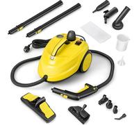 COSTWAY Nettoyeur vapeur 2000W, machine de nettoyage mobile avec réservoir de 1,8 L et 13 jeux d'accessoires, balai vapeur pour tapis, fenêtres, vitres et rideaux, jaune