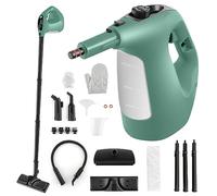 COSTWAY Nettoyeur Vapeur Portatif 1400W avec 14 Accessoires, Balai Vapeur Durée d'Utilisation Illimitée Réservoir d'Eau 400 ml, Nettoyant Vapeur pour Canapé Vitre Plancher Tapis Rideaux (Vert)
