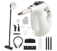 COSTWAY Nettoyeur Vapeur Portatif 1400W avec 14 Accessoires, Balai Vapeur Durée d'Utilisation Illimitée Réservoir d'Eau 400 ml, Nettoyant Vapeur pour Canapé Vitre Plancher Tapis Rideaux (Gris)