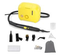 COSTWAY Nettoyeur Vapeur Portatif 1600W avec 11 Accessoires, Balai Vapeur Durée d'Utilisation Illimitée Réservoir d'Eau 1L, Nettoyant Vapeur Chauffage en 10 s pour Sol Canapé Tapis Rideaux (Jaune)