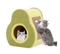 COSTWAY Niche pour Chat, Maison Chat en Forme d'Avocat, Planche à Griffer Latéral en Jute, Trou d'Accès Rond, Condo pour Chat, Convient aux Petits Espaces, 35 x 33 x 40 cm