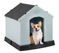 COSTWAY Niche pour Chien en Polypropylène Imperméable et Ventilé avec Bouche d’Aération et Plancher Surélever, Chenil pour Chien Intérieure Extérieure (70X65X71,5 cm,Gris)