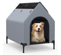 COSTWAY Niche pour Chien Exterieur Interieur, 64 x 91 x 86 cm, Fenêtre Ventilée, Housse Amovible, Chenil pour Chien Exterieur, Tissu Oxford, Base Surélevée, pour Petit Moyen, Capacité 30 kg