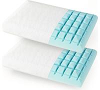 COSTWAY Oreiller rafraîchissant 40x60cm, Oreiller rafraîchissant, Oreiller gel avec housse lavable, Oreiller gel en mousse à mémoire de forme pour un sommeil moins douloureux
