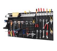 COSTWAY Organiseur Mural en Panneau Perforé, Kit de Rangement d'Outils en Métal avec 3 Panneaux Perforés 28 Accessoires de Suspension, Porte-outils Fixé au Mur pour Garage Atelier Entrepôt (Noir)
