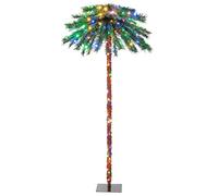 COSTWAY Palmier Artificiel de 183 cm, 64 Branches en PVC et 210 Lumières LED à 4 Couleurs, Arbre de Pré-Éclairé pour Noël, Arbre de Décoration de Noël pour Maison, Bureau et Carnaval