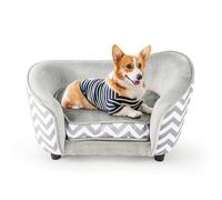 COSTWAY Panier Chien Chat, Lit pour Chien avec Coussin Doux Rempli, Housse Amovible et Lavable, Poche Arrière de Rangement, 4 Pieds Solides, Charge 50 kg, 70 x 41 x 40 cm