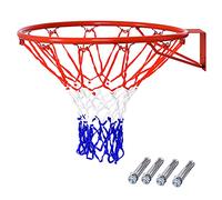 COSTWAY Panier de Basket-Ball avec Filet de Rechange 46CM en PE Durable Montage Mural ou sur Porte 4 Vis d'Expansion Intérieur/Extérieur pour Ados et Adultes