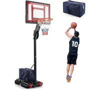 COSTWAY Panier de Basket-Ball sur Pied 105-260cm Hauteur Réglable-Tableau Arrière 82cm-2 Roues-Base Remplissable 35L Eau-Extérieure