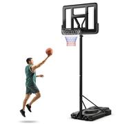 COSTWAY Panier de Basket-Ball sur Pied avec Hauteur Réglable à 12 Niveaux 232-305 CM, Ensemble de Basketball avec Roues Panneau Arrière Incassable Rangement de Balle, pour Exterieur Interieur