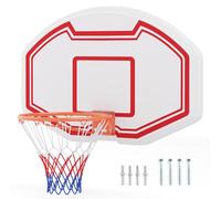 COSTWAY Panier de Basket Mural 45 cm avec Panneau Incassable, Panier Basket-Ball avec Filet Anti-Déchirure pour Adolescents Adultes Intérieur/Extérieur, 91 x 61 cm, Blanc+Rouge