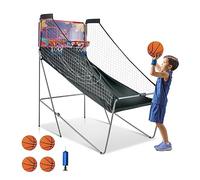 COSTWAY Panier de Basketball Pliable à 2 Panier 4 Balles Pompe de Gonflage, Jeu de Basketball Arcade pour 1 à 4 Joueurs avec Système de Pointage, 8 Modes de Jeux pour Enfants Adultes (Violet)