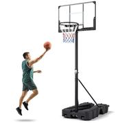 COSTWAY Panier de Basketball Pliable Hauteur Réglable 230-305 cm, Support de Basket Portable avec Manivelle Panneau Antichoc Base Remplissable, pour Adultes Ados Intérieur Extérieur Jardin