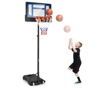 COSTWAY Panier de Basketball sur Pieds avec Hauteur Réglable 90-210 CM, Support de Basket à roulettes avec Base Remplissable Panneau en PE, pour Adultes ou Enfants 3 Ans+ (Bleu)