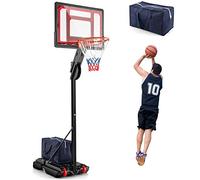 COSTWAY Panier de Basketball sur Pieds avec Hauteur Réglable de 1,55 à 3,1 m, Support de Basketball Portable avec Panneau Arrière en Pet, Base Stable, Intérieure Extérieure pour Enfants et Jeunes
