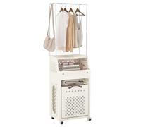 COSTWAY Panier Linge Pliable avec Cintre, Bac Linge Sale Plastique a roulettes Verrouillables, 21L+30L, 6 Crochets Amovibles, Gain de Place, pour Buanderie, Salle de Bain, Chambre (21L+30L,Pro)