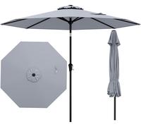 COSTWAY Parasol 270cm, Parasol de jardin, pliable des deux côtés à 35°, parasol de terrasse avec manivelle, 8 baleines, parasol de balcon, parasol de marché, gris