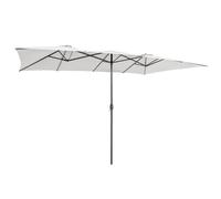 COSTWAY Parasol de Jardin Double XXL 426 x 265cm Poignée à Manivelle,Sommet Ventilé Polyester Structure Métallique à 10 Côtes Beige
