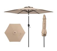 COSTWAY Parasol de Jardin Extérieur Ø 230 CM, Parasol Balcon sans Pied, Inclinaison Réglable à Bouton-Poussoir, 6 Baleines Robustes, Toile Ventilée, pour Jardin Piscine Terrasse (Brun)