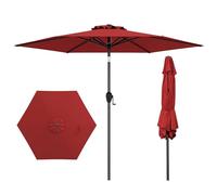 COSTWAY Parasol de Jardin Extérieur Ø 230 CM, Parasol Balcon sans Pied, Inclinaison Réglable à Bouton-Poussoir, 6 Baleines Robustes, Toile Ventilée, pour Jardin Piscine Terrasse (Bordeaux)