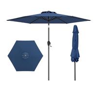 COSTWAY Parasol de Jardin Extérieur Ø 230 CM, Parasol Balcon sans Pied, Inclinaison Réglable à Bouton-Poussoir, 6 Baleines Robustes, Toile Ventilée, pour Jardin Piscine Terrasse (Bleu Marine)