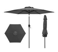 COSTWAY Parasol de Jardin Extérieur Ø 230 CM, Parasol Balcon sans Pied, Inclinaison Réglable à Bouton-Poussoir, 6 Baleines Robustes, Toile Ventilée, pour Jardin Piscine Terrasse (Gris)