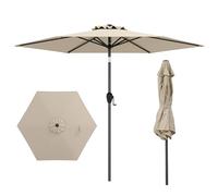 COSTWAY Parasol de Jardin Extérieur Ø 230 CM, Parasol Balcon sans Pied, Inclinaison Réglable à Bouton-Poussoir, 6 Baleines Robustes, Toile Ventilée, pour Jardin Piscine Terrasse (Beige)