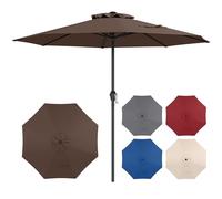 COSTWAY Parasol de Jardin Exterieur Ø 260 cm, Parasol de Terrasse avec 8 Baleines Robustes, Toit Ventilé, Protection Solaire, Toile Polyester, Cadre en Métal, pour Jardin Piscine Terrasse (Brun Foncé)