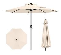 COSTWAY Parasol de Jardin Exterieur Ø 260 cm, Parasol de Terrasse avec 8 Baleines Robustes, Toit Ventilé, Protection Solaire, Toile Polyester, Cadre en Métal, pour Jardin Piscine Terrasse (Beige)