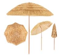 COSTWAY Parasol de Jardin Exterieur Φ200 CM, Parasol Balcon Solaire en 9 Couches Paille PP, 30° Inclinaison et Manivelle, 8 Baleines, Toit Ventilé, pour Jardin Terrasse Piscine