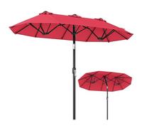 COSTWAY Parasol de Jardin Exterieur 3 x 1,6 M, Parasol Rectangulaire Double Face Inclinable avec Manivelle, 12 Baleines, 3 Évents, Protection Solaire pour Terrasse Patio Balcon Piscine (Rouge)