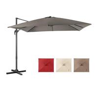 COSTWAY Parasol de Jardin Extérieur, Parasol Déporté Carré 3x3M à Manivelle, Inclinable et Rotation à 360°, 8 Baleines, Toit Double Ventilation Protection UV, pour Terrasse, Patio, Balcon, Gris