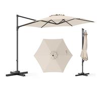 COSTWAY Parasol de Jardin Extérieur, Parasol Déporté Hexagonale avec Rotation 360° Réglable, Socle en Croix, Amovible, Support Métallique, Protection Solaire, pour Balcon, Patio, Terrasse (Beige)