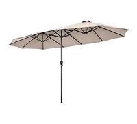 COSTWAY Parasol de Jardin, Parasol Extérieur Double 460x245CM, avec Manivelle Acier Toile de Polyester, Protection UV, pour Balcon/Jardin/Terrasse (Beige), Beige, 460x245CM