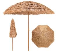 COSTWAY Parasol de Plage Hawaii Tropical en Chaume Ø243xH 222 cm Bouton-Pression 7 Couches 8 Baleines en Métal Polyester