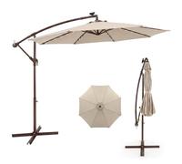 COSTWAY Parasol Déporté 3x3M avec 40 LED Solaire, Parasol de Jardin Extérieur à Manivelle, Inclinable avec Double Toit Ventilé, 8 Baleines, Protection UV, pour Terrasse, Patio, Balcon, Beige