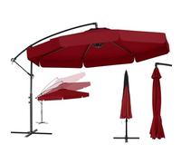 COSTWAY Parasol Déporté 3x3M avec Housse de Protection, Design à Volant Élégant, Parasol de Jardin Extérieur inclinable, Manivelle, 8 Baleines, Protection UV, pour Terrasse, Balcon, Patio (Bordeaux)